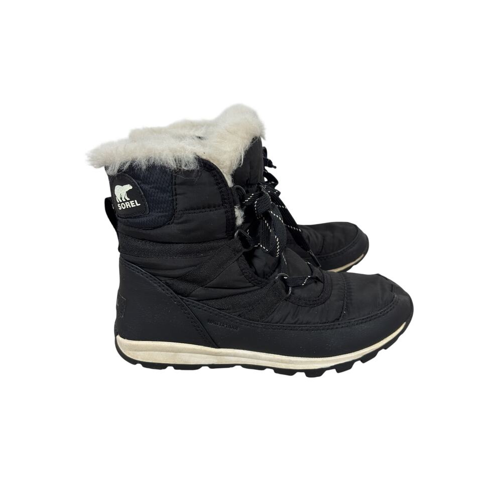 Sorel Boots Womens 6.5 Black Whitney Short Lace Winter Waterproof Insulated Fur